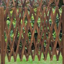 嵩景 防腐咖啡色木隔斷柵欄圍欄爬藤架拉網庭院木籬笆伸縮圍欄裝飾