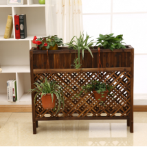 戶外裝飾陽臺花架防腐木花箱圍欄長方形網格花槽木質花箱隔斷柵欄